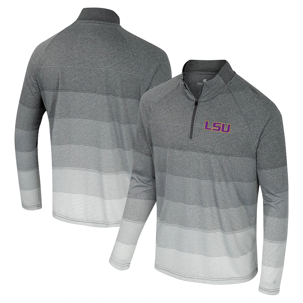 Coupe-vent à glissière quart de zip en maille rayée raglan gris Colosseum pour homme LSU Tigers AI