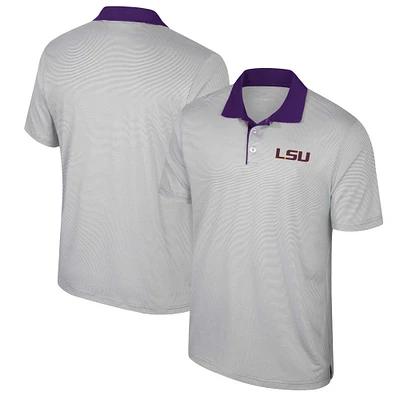 Polo rayé LSU Tigers Big & Tall Tuck pour hommes, gris Colosseum