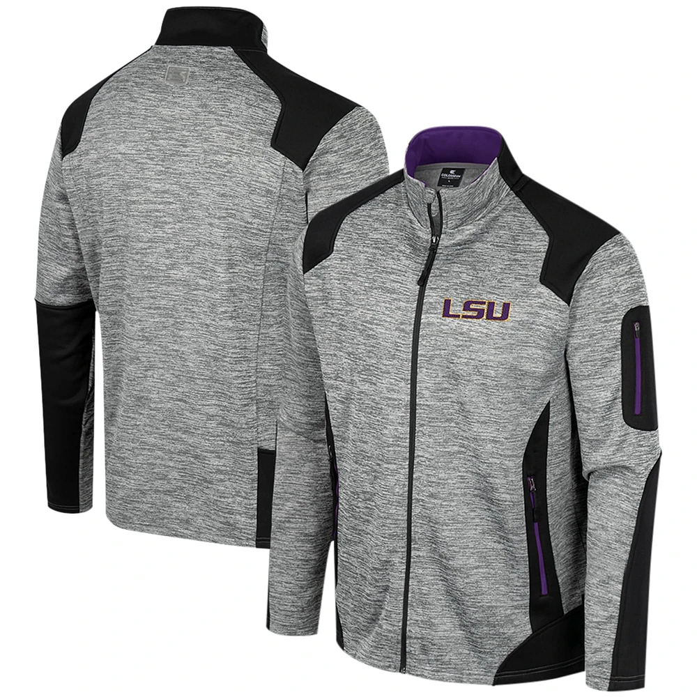 Veste entièrement zippée Colosseum Grey LSU Tigers Silberman pour hommes