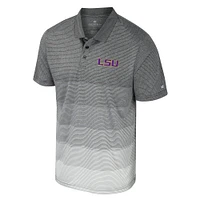 Men's Colosseum Gray LSU Tigers Striped Mesh Polo