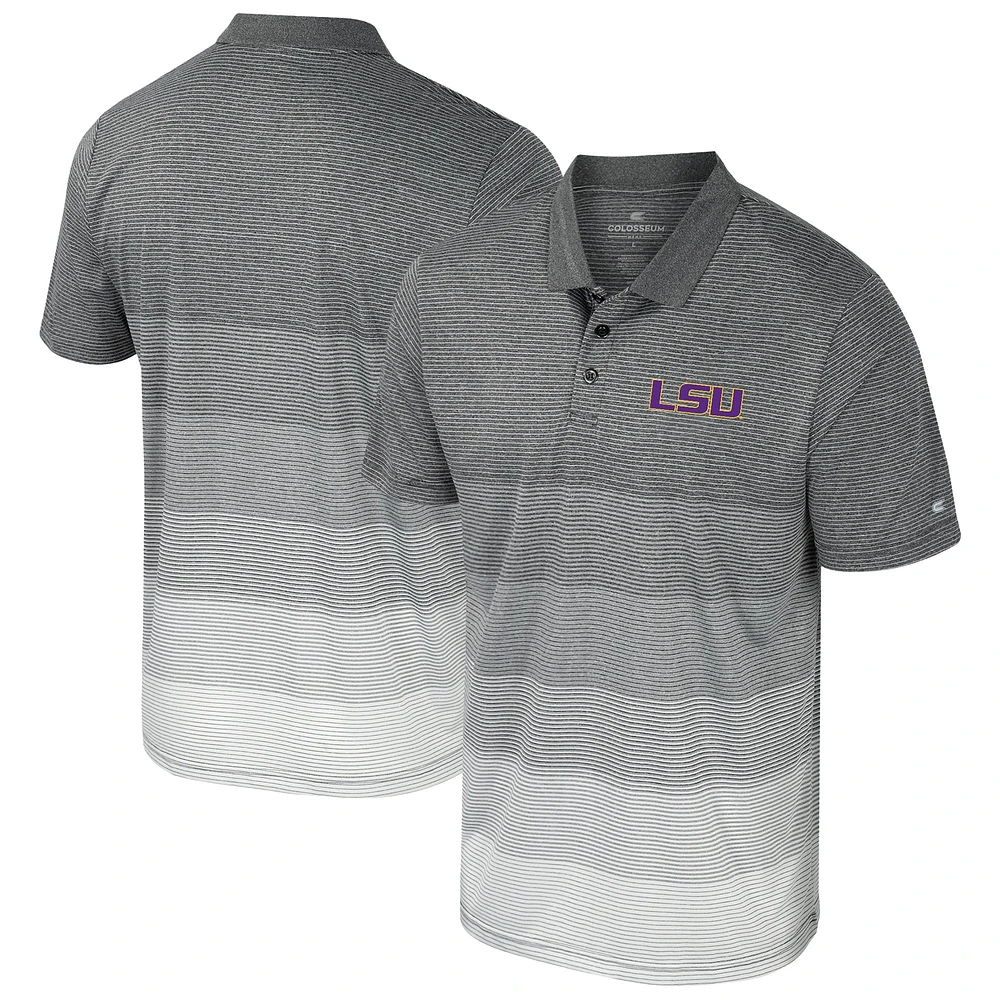 Polo en maille rayé LSU Tigers gris Colosseum pour hommes