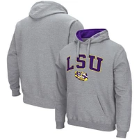 Men's Colosseum Heather Gray LSU Tigers Arch & Logo 3.0 Pullover Hoodie