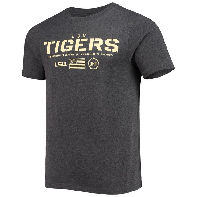 T-shirt Colosseum Heathered Black LSU Tigers OHT Military Appreciation Flag 2.0 pour homme