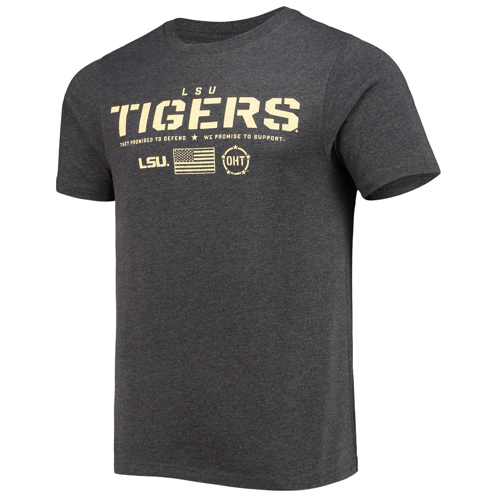 Men's Colosseum Heathered Black LSU Tigers OHT Military Appreciation Flag 2.0 T-Shirt