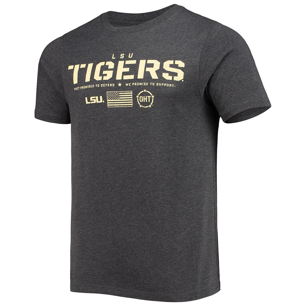Men's Colosseum Heathered Black LSU Tigers OHT Military Appreciation Flag 2.0 T-Shirt