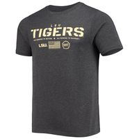 Men's Colosseum Heathered Black LSU Tigers OHT Military Appreciation Flag 2.0 T-Shirt