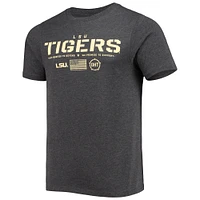 Men's Colosseum Heathered Black LSU Tigers OHT Military Appreciation Flag 2.0 T-Shirt