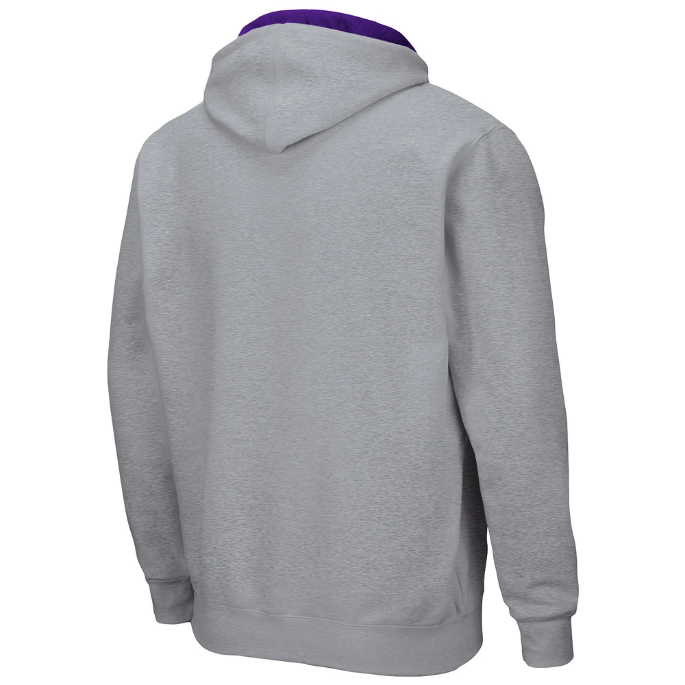 Men's Colosseum Heathered Gray LSU Tigers Arch & Logo 3.0 Full-Zip Hoodie