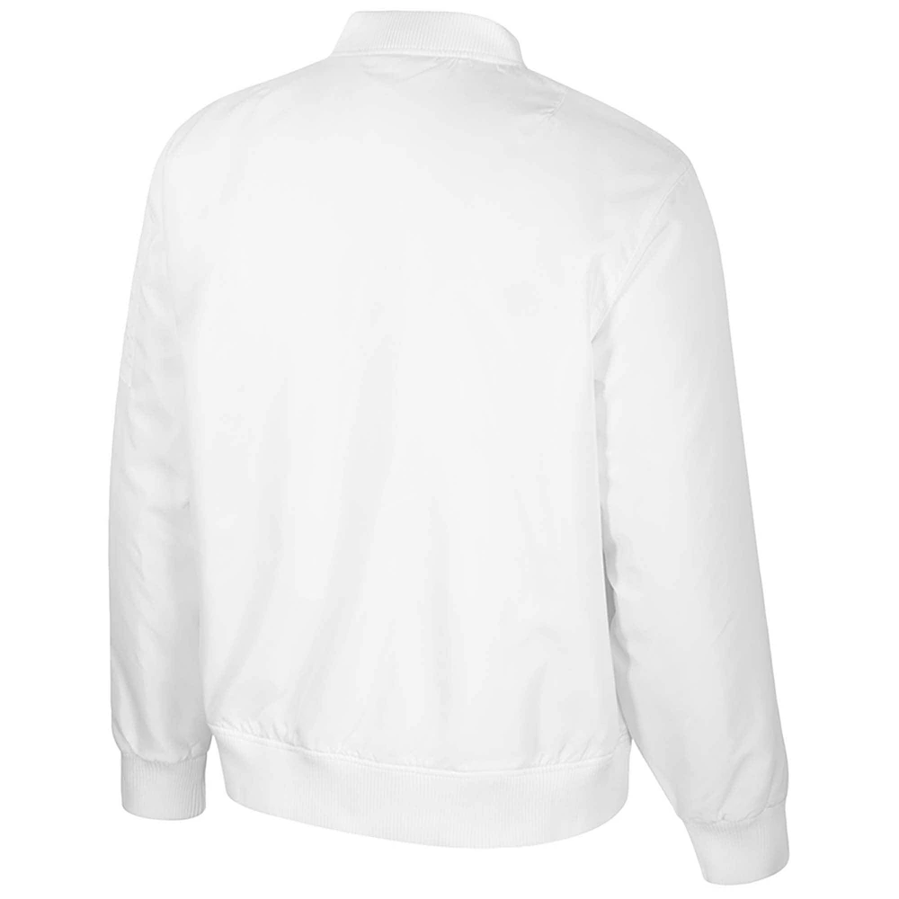 Blouson aviateur entièrement zippé Colosseum LSU Tigers White Rabbit pour homme