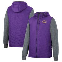 Men's Colosseum Purple/Charcoal LSU Tigers Course Herringbone Full-Zip Hoodie