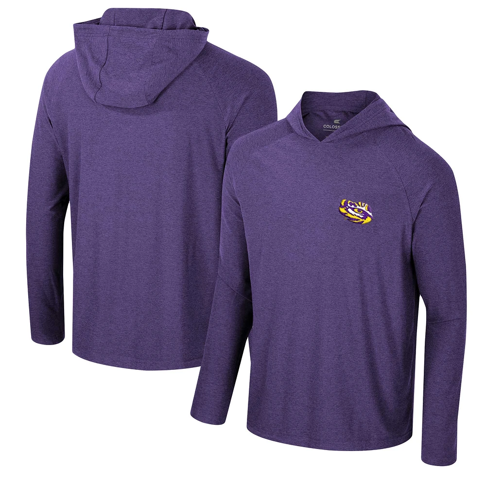 T-shirt à capuche manches longues et raglan pour hommes, Colosseum Purple LSU Tigers Cloud Jersey