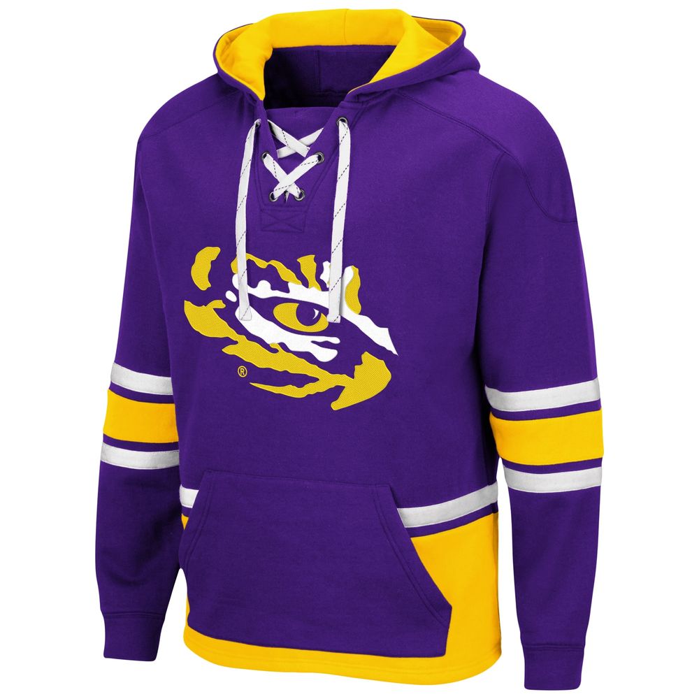 Men's Colosseum LSU Tigers Lace Up 3.0 Pullover Hoodie