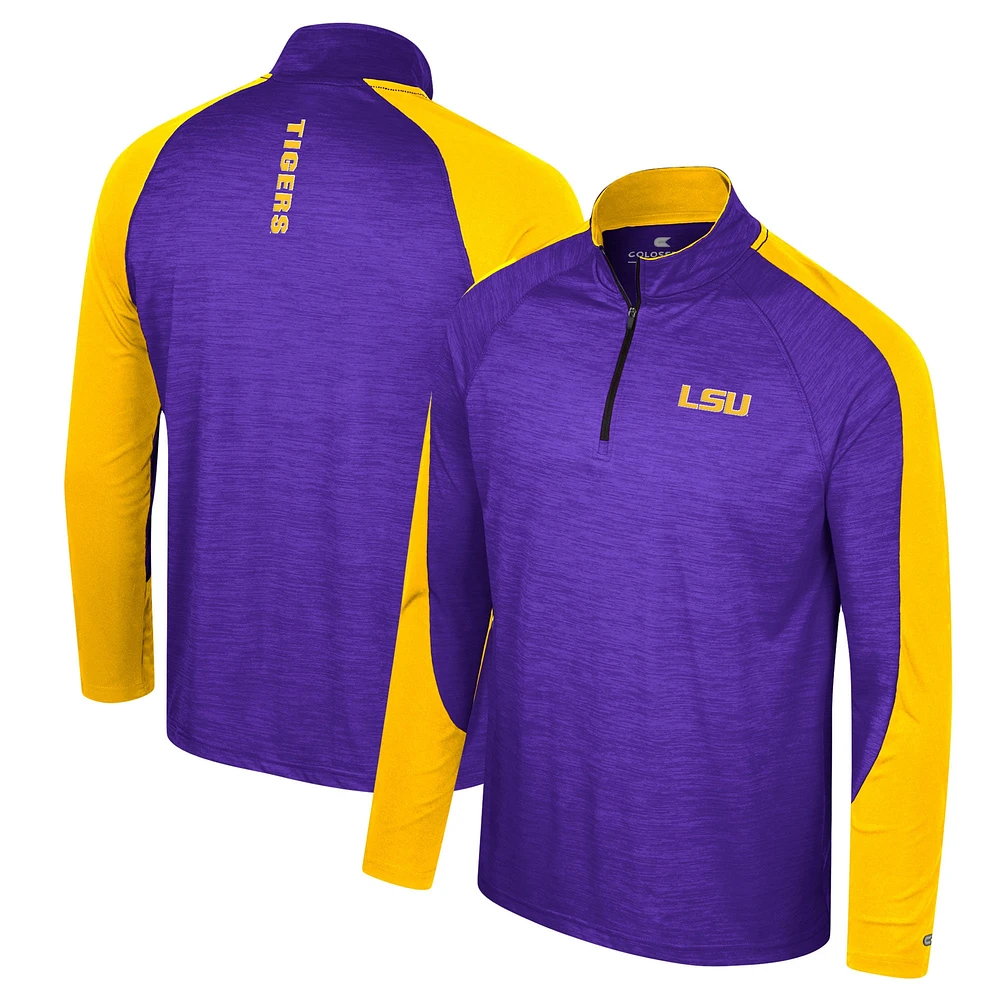 Men's Colosseum Purple LSU Tigers Langmore Raglan Quarter-Zip Top