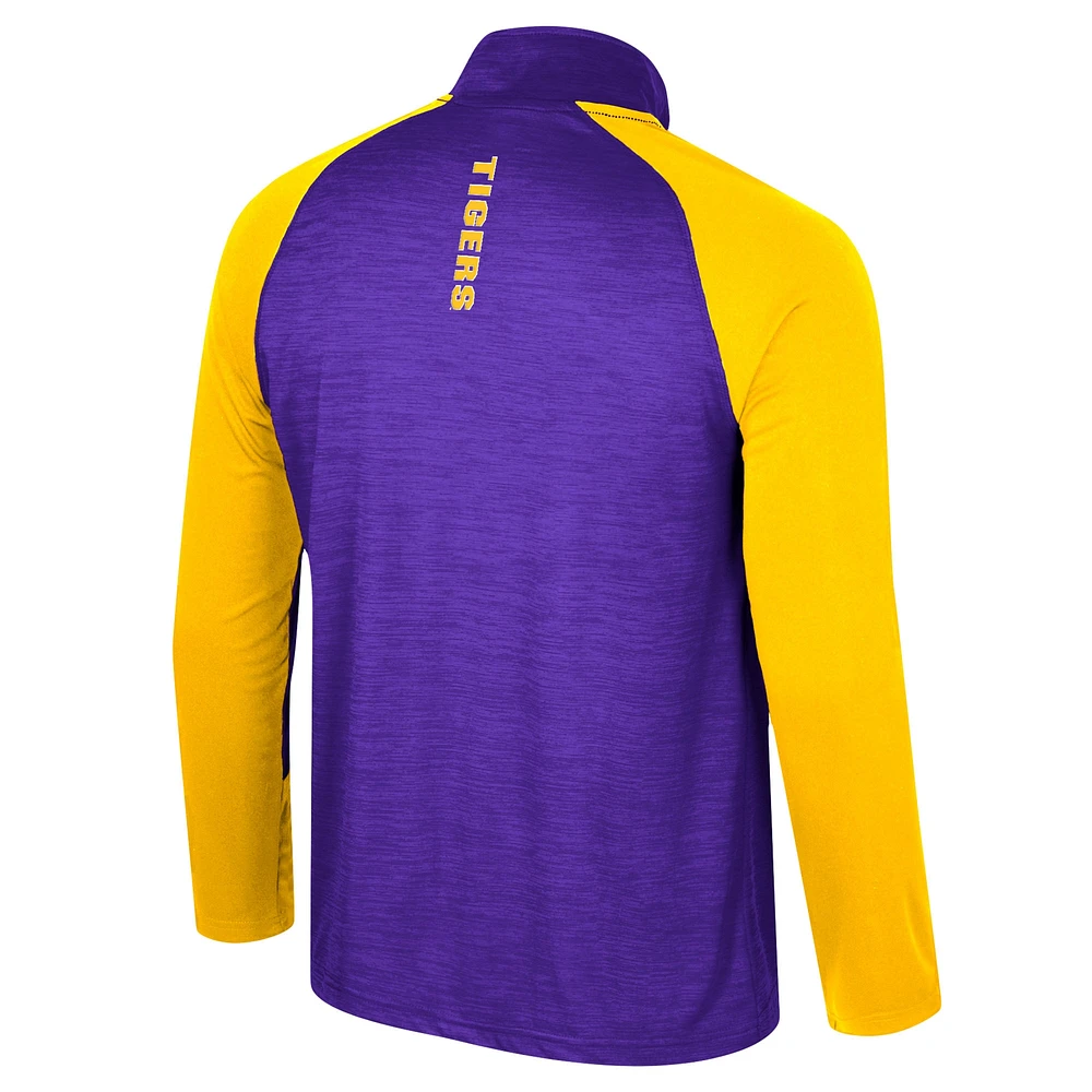 Men's Colosseum Purple LSU Tigers Langmore Raglan Quarter-Zip Top