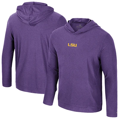 T-shirt à capuche manches longues violet Colosseum pour hommes LSU Tigers