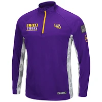 Men's Colosseum Purple LSU Tigers OHT Military Appreciation Snow Cruise Raglan 1/4-Zip Jacket