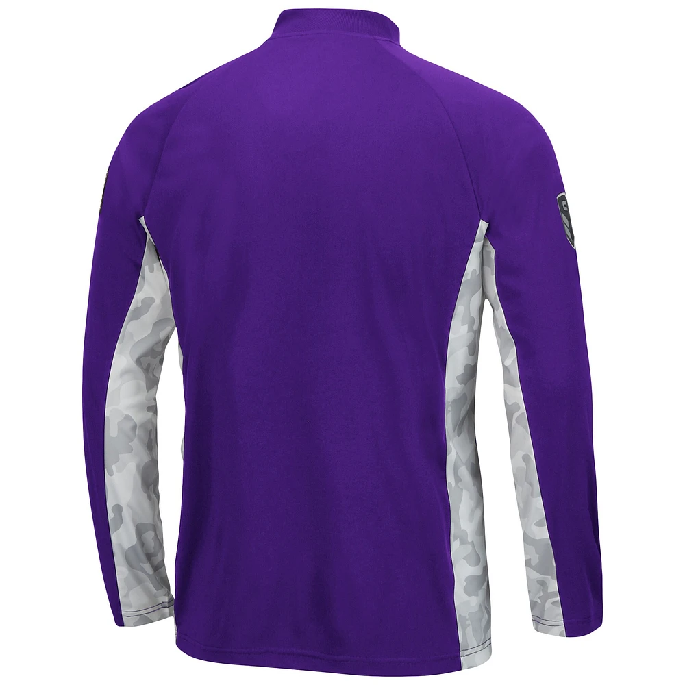 Men's Colosseum Purple LSU Tigers OHT Military Appreciation Snow Cruise Raglan 1/4-Zip Jacket