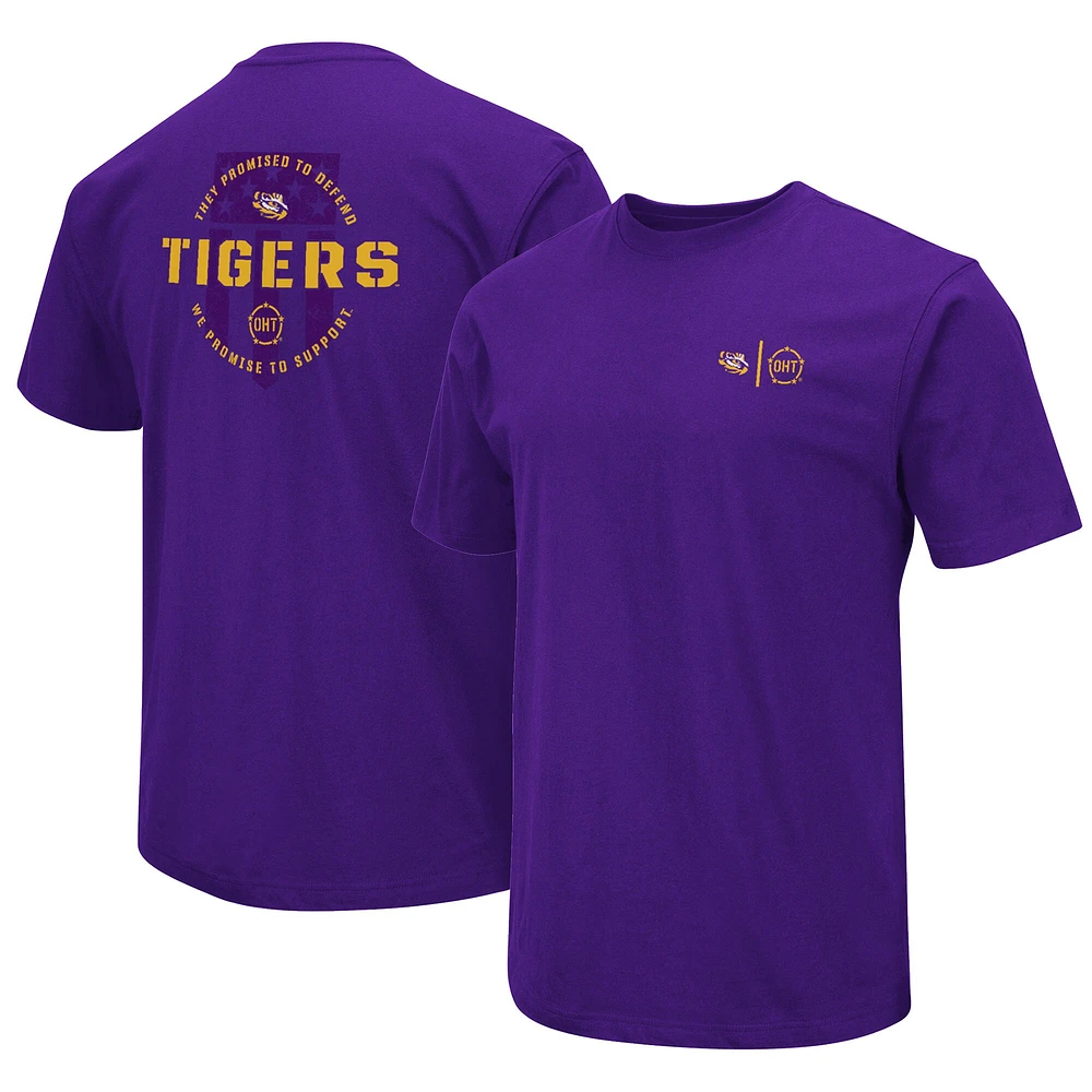 T-shirt d'appréciation militaire Colosseum Purple LSU Tigers OHT pour homme