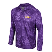 Haut à capuche léger quart de zip imprimé Colosseum Purple LSU Tigers Palms pour hommes