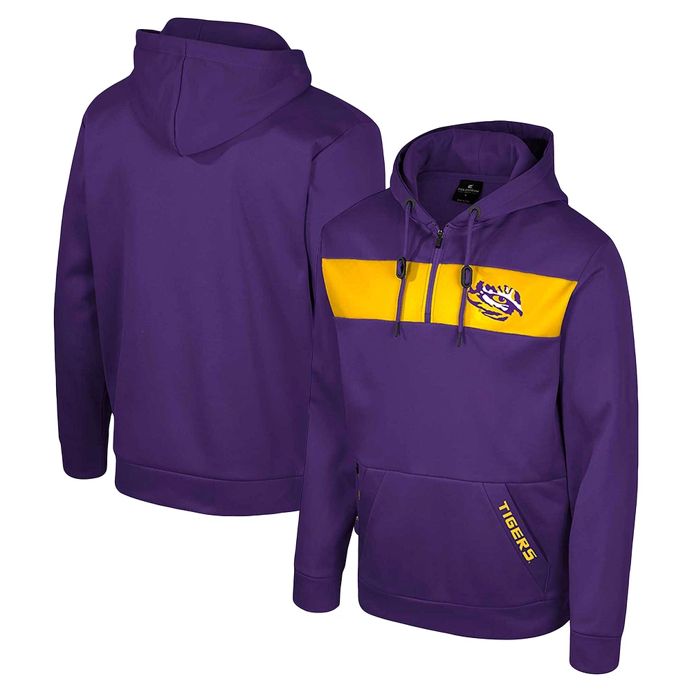 Sweat à capuche zippé 1/4 Colosseum Purple LSU Tigers pour hommes