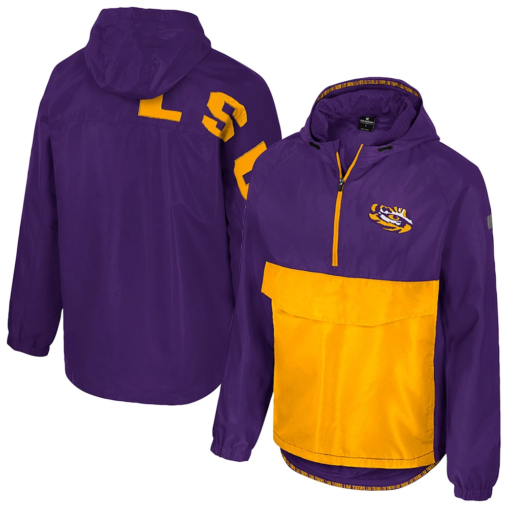 Veste anorak demi-zip Colosseum Purple LSU Tigers Reloaded pour homme