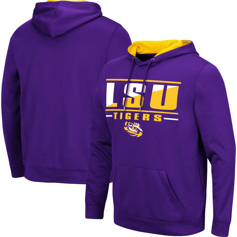 Men's Colosseum Purple LSU Tigers Slash Stack 2.0 Pullover Hoodie