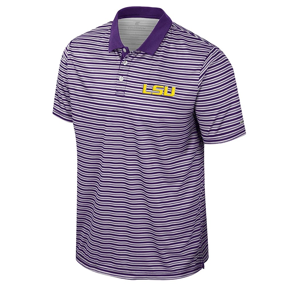 Polo rayé violet Colosseum pour homme des LSU Tigers
