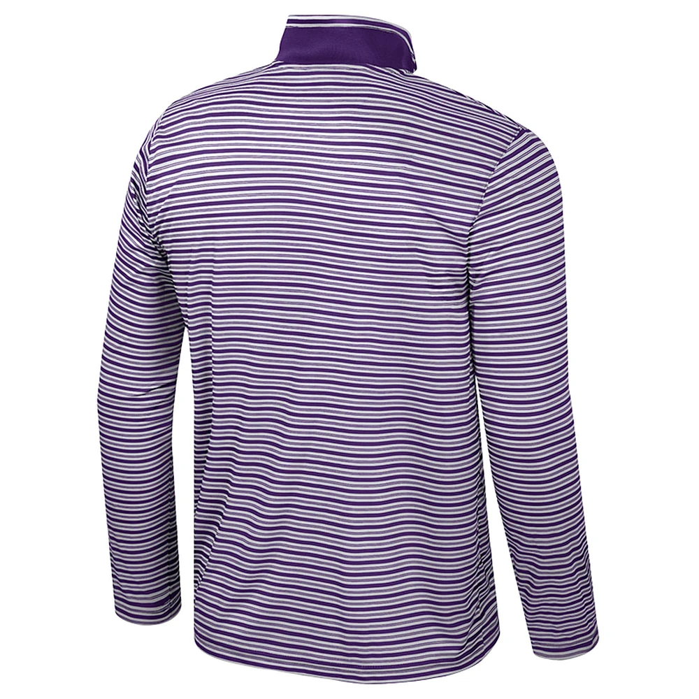 Men's Colosseum Purple LSU Tigers Striped Quarter-Zip Top