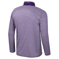 Men's Colosseum Purple LSU Tigers Striped Quarter-Zip Top