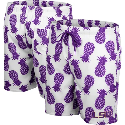 LSU Tigers Colosseum Pineapple Swim Shorts - White/Purple