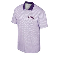 Men's Colosseum White LSU Tigers Print Stripe Polo