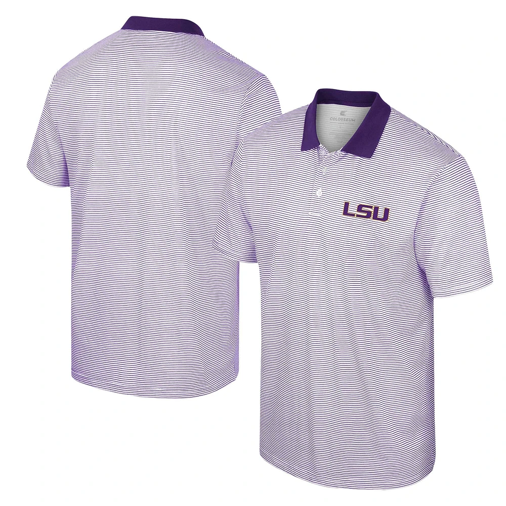 Men's Colosseum White LSU Tigers Print Stripe Polo