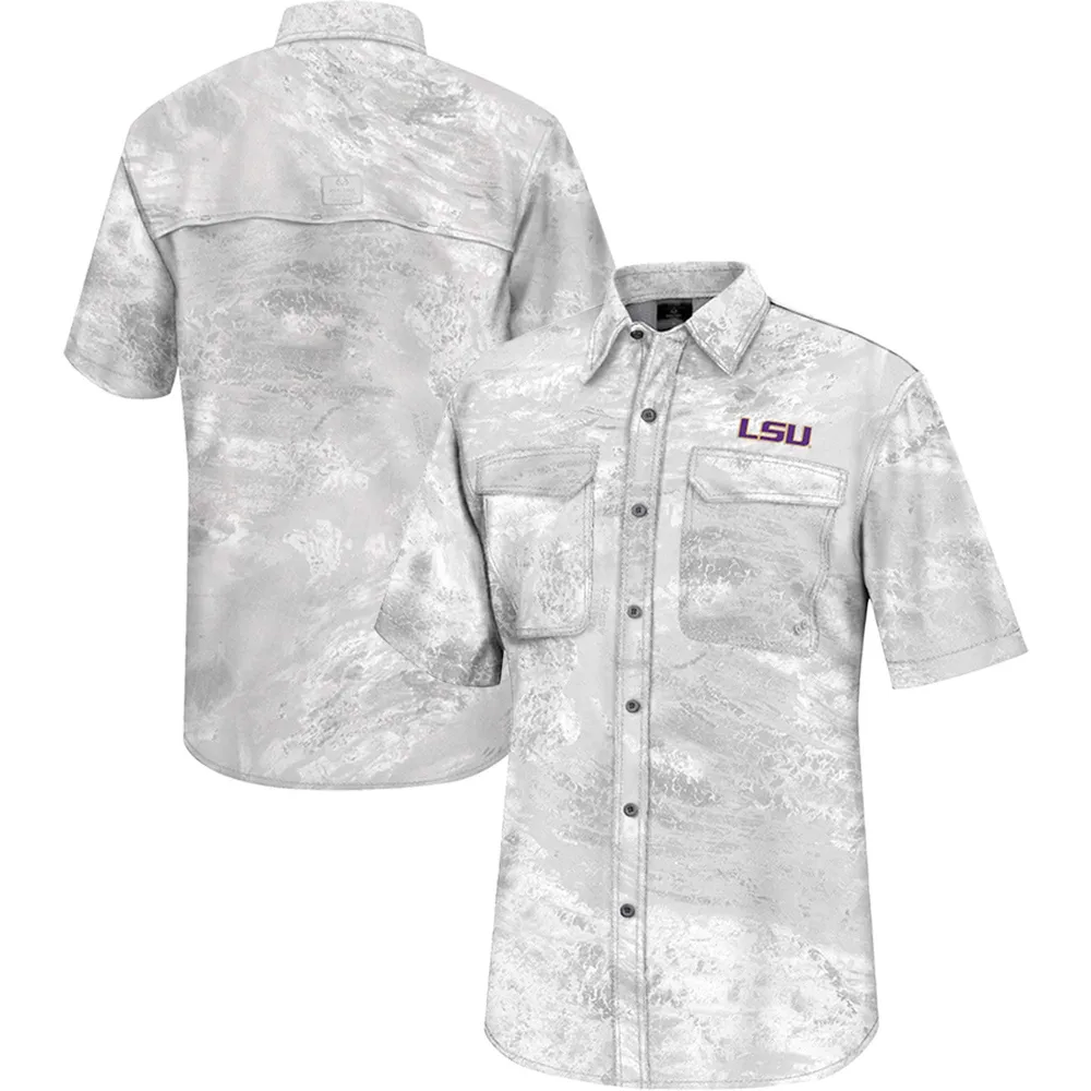 Lids LSU Tigers Colosseum Realtree Aspect Charter Full-Button Fishing Shirt  - White