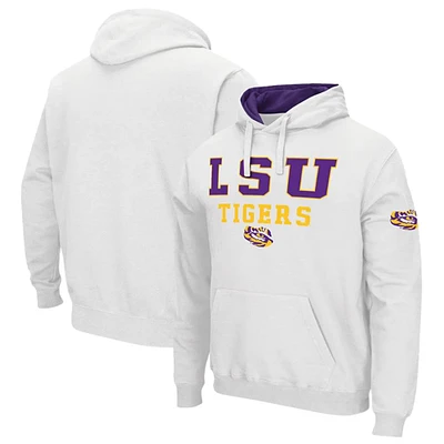 Men's Colosseum White LSU Tigers Sunrise Pullover Hoodie