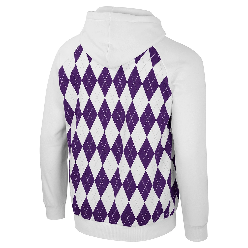 Men's Colosseum White LSU Tigers The Dealio Raglan Pullover Hoodie