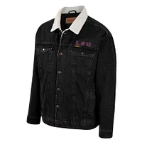 Men's Colosseum x Wrangler Charcoal LSU Tigers Western Button-Up Denim Jacket