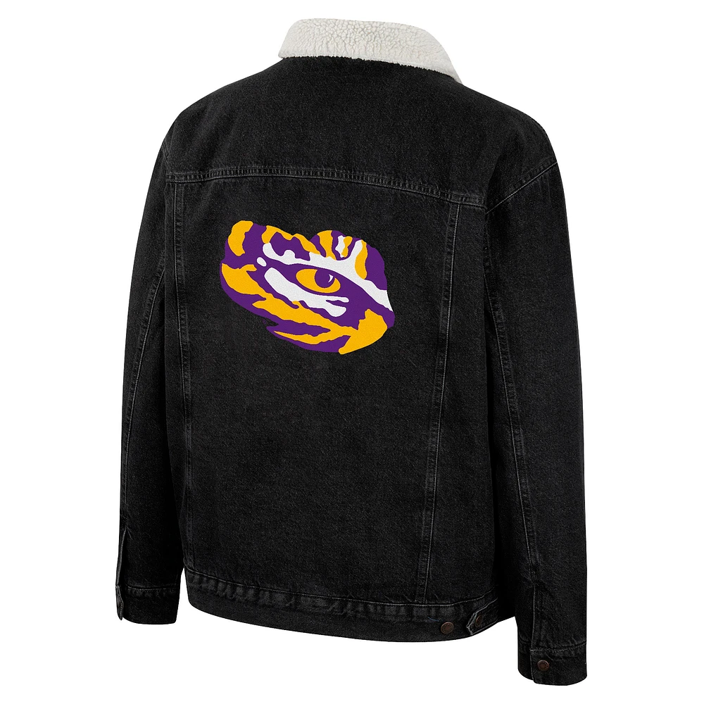 Veste en jean Colosseum x Wrangler Charcoal LSU Tigers Western pour homme