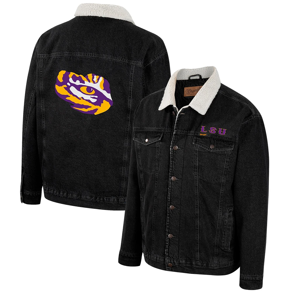 Men's Colosseum x Wrangler Charcoal LSU Tigers Western Button-Up Denim Jacket