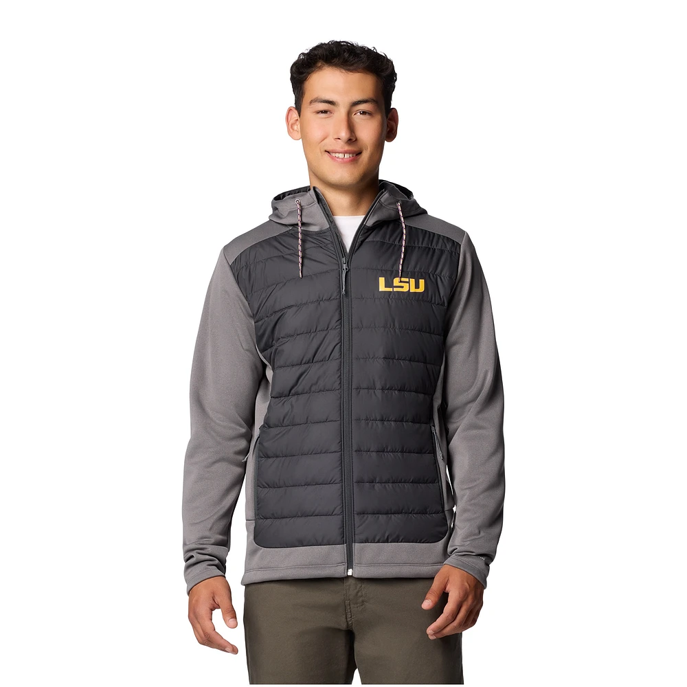 Veste à capuche hybride entièrement zippée Columbia LSU Tigers Out-Shield pour homme, anthracite/gris