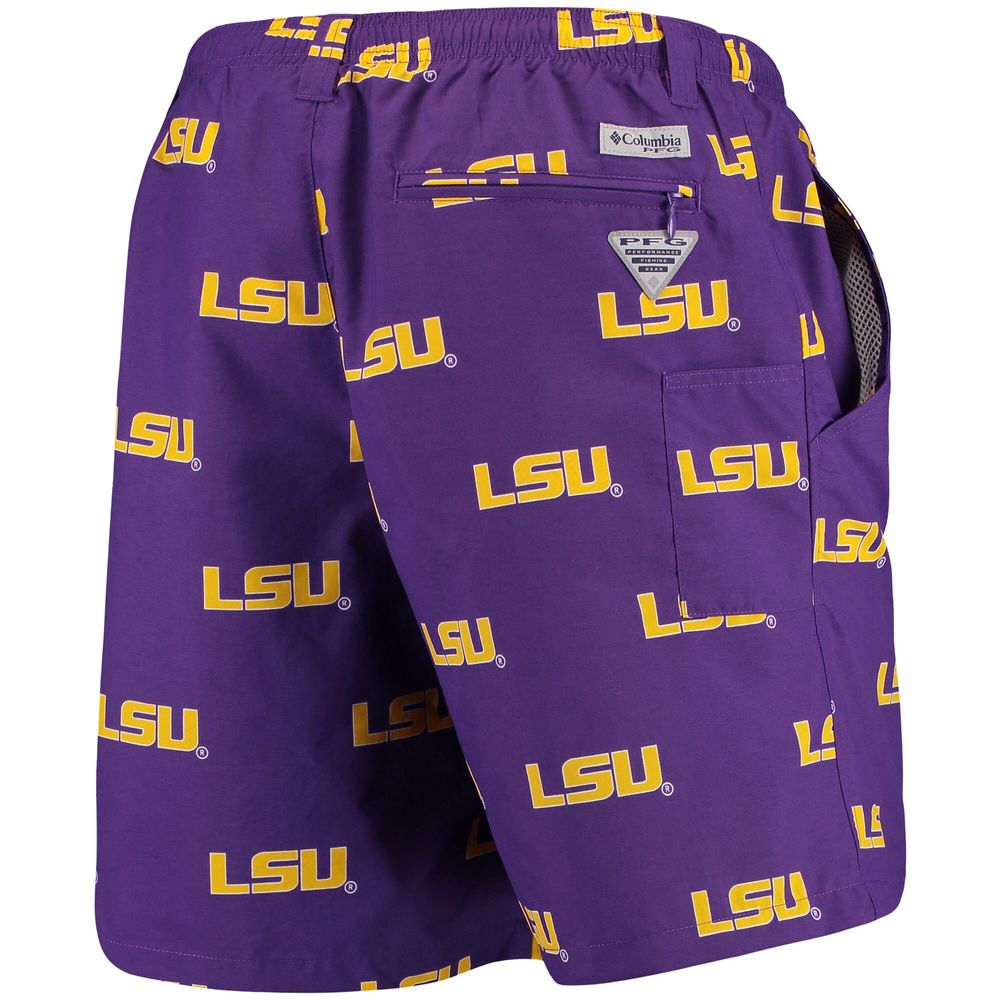 Men's Columbia PFG Purple LSU Tigers Backcast II 8" Omni-Shade Hybrid Shorts