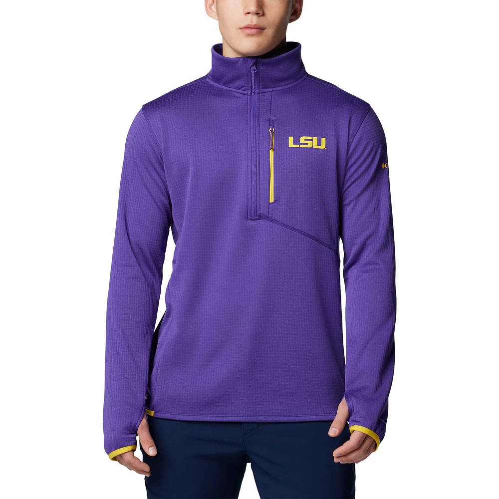 Veste polaire Omni-Wick à demi-zip Columbia Purple LSU Tigers Park View Grid pour homme