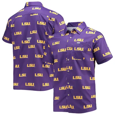 LSU Tigers Columbia Super Slack Tide Omni-Shade Button-Up Shirt - Purple