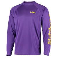 T-shirt à manches longues Columbia Purple LSU Tigers Terminal Tackle Omni-Shade Raglan pour homme