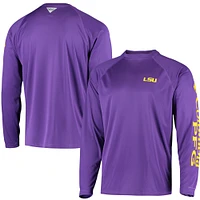 T-shirt à manches longues Columbia Purple LSU Tigers Terminal Tackle Omni-Shade Raglan pour homme