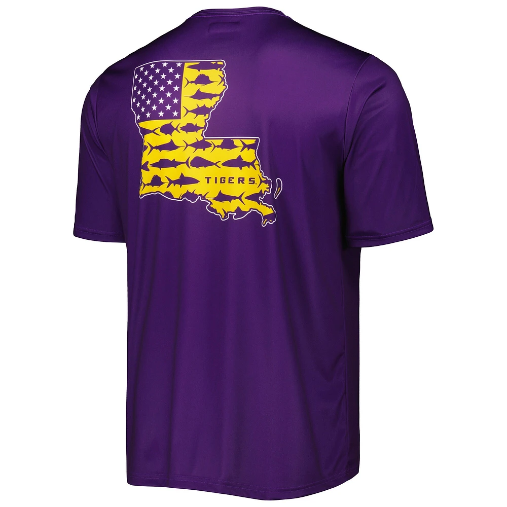 T-shirt Columbia Purple LSU Tigers Terminal Tackle Omni-Shade pour homme