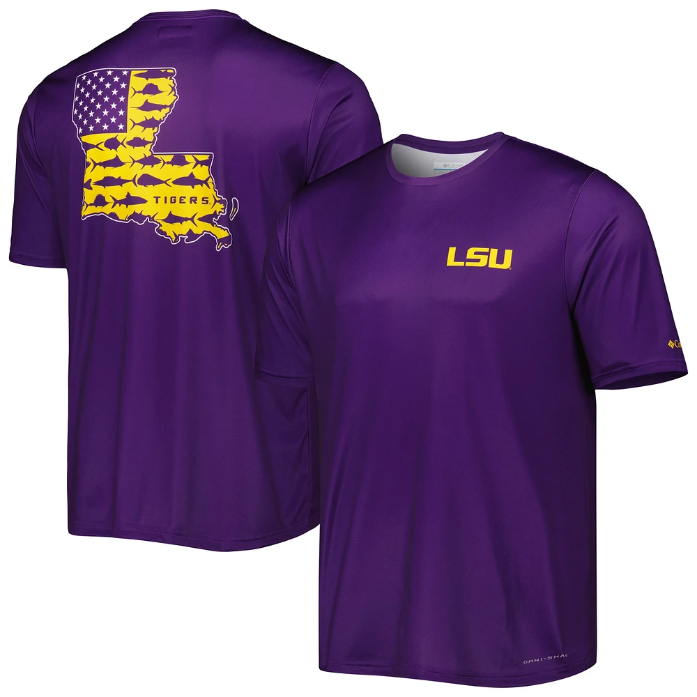 T-shirt Columbia Purple LSU Tigers Terminal Tackle Omni-Shade pour homme