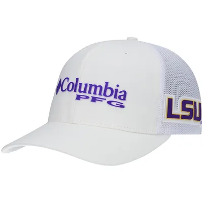 LSU Tigers Columbia PFG Snapback Hat - White