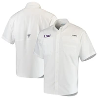 Men's Columbia White LSU Tigers PFG Tamiami Shirt