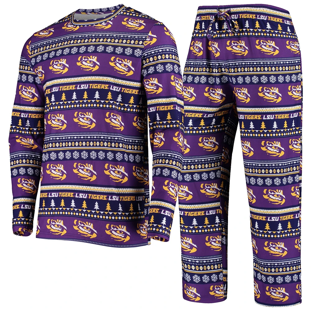 Men's Concepts Sport Purple LSU Tigers Ugly Sweater Knit Long Sleeve Top and Pant Set