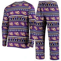 Men's Concepts Sport Purple LSU Tigers Ugly Sweater Knit Long Sleeve Top and Pant Set